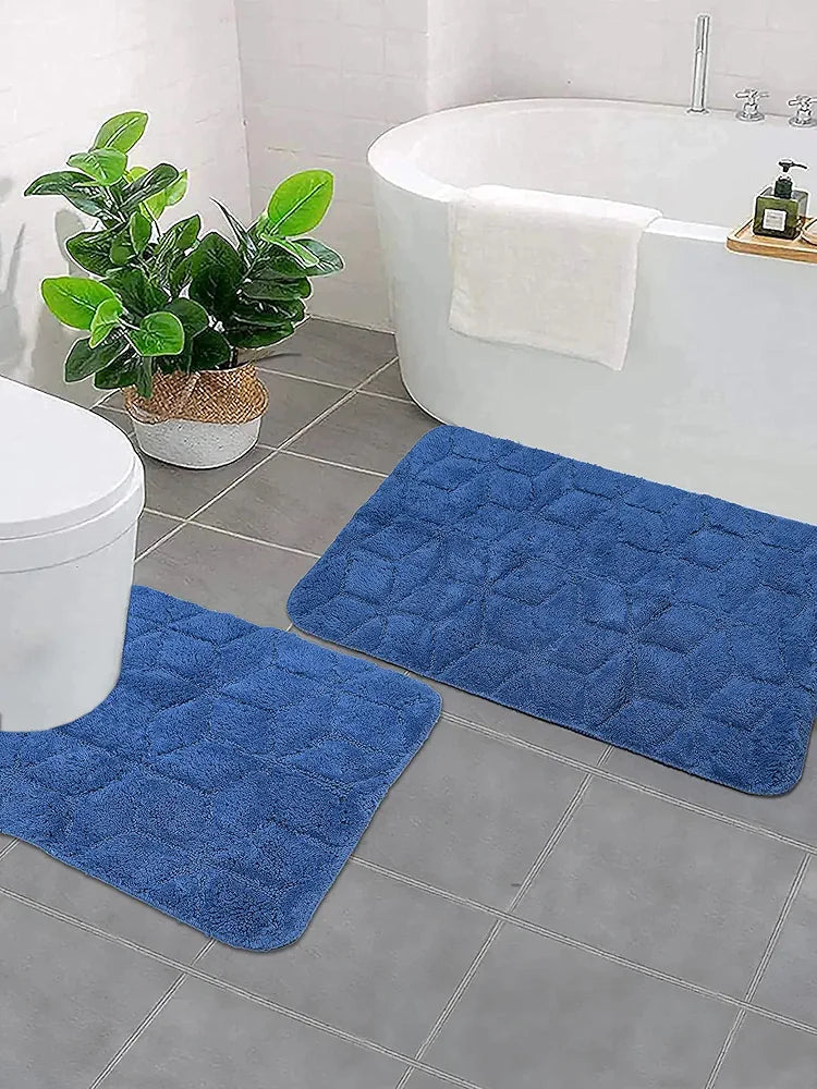 Saral Home Solid Antiskid Bathmat Set
